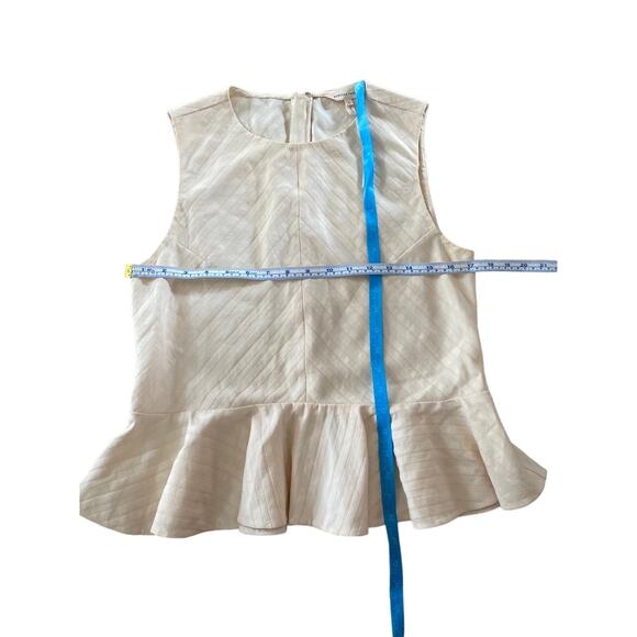 Rebecca Taylor Textured Stripe Peplum Top linen blend in Creme size 6 - Picture 12 of 12